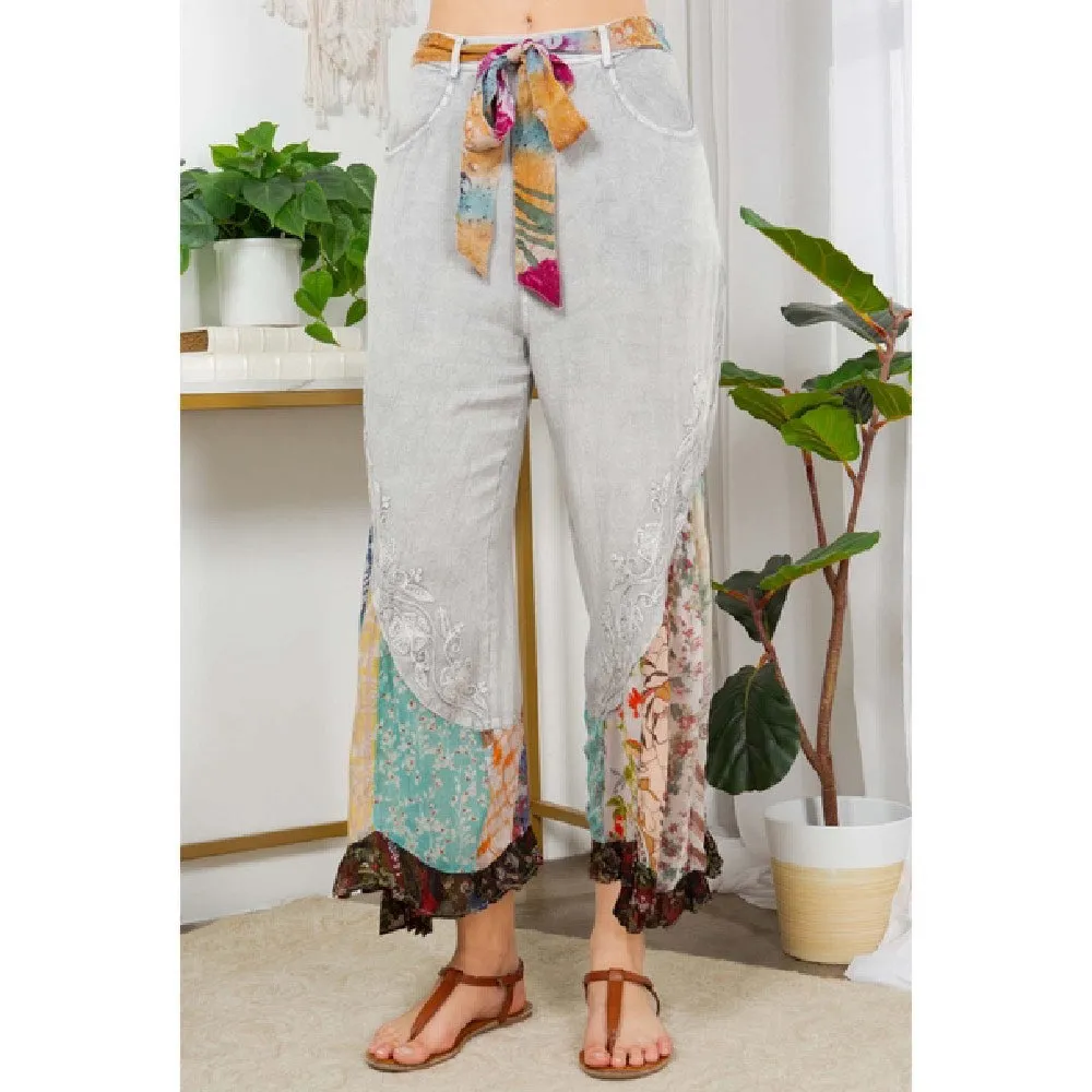 Print Patch Mid Length Pants