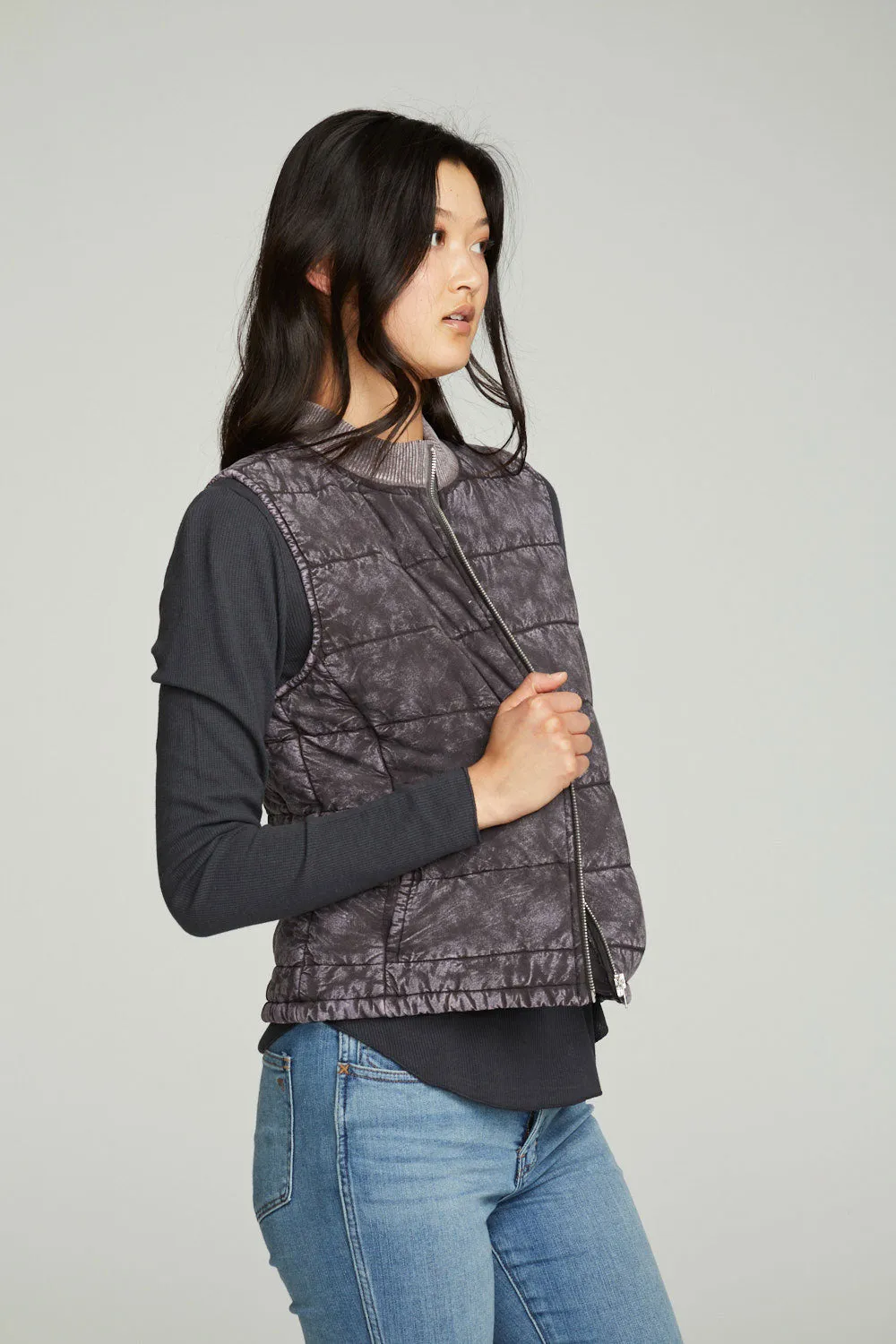 Quilted Mock Neck Puffer Vest