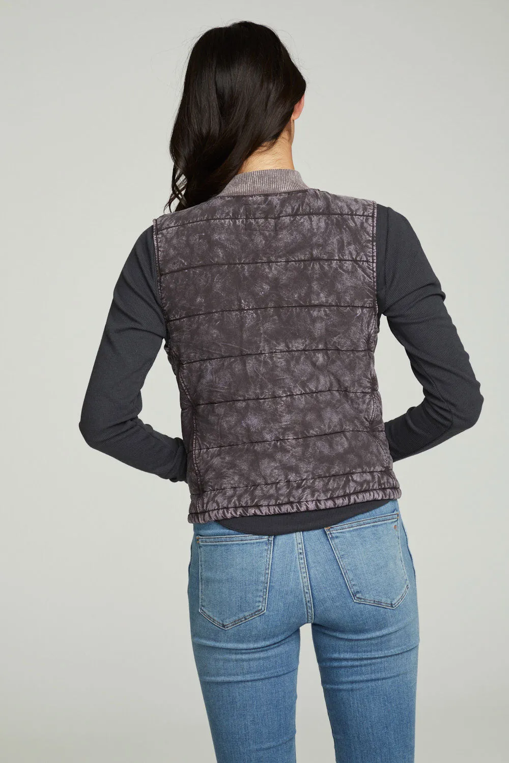 Quilted Mock Neck Puffer Vest