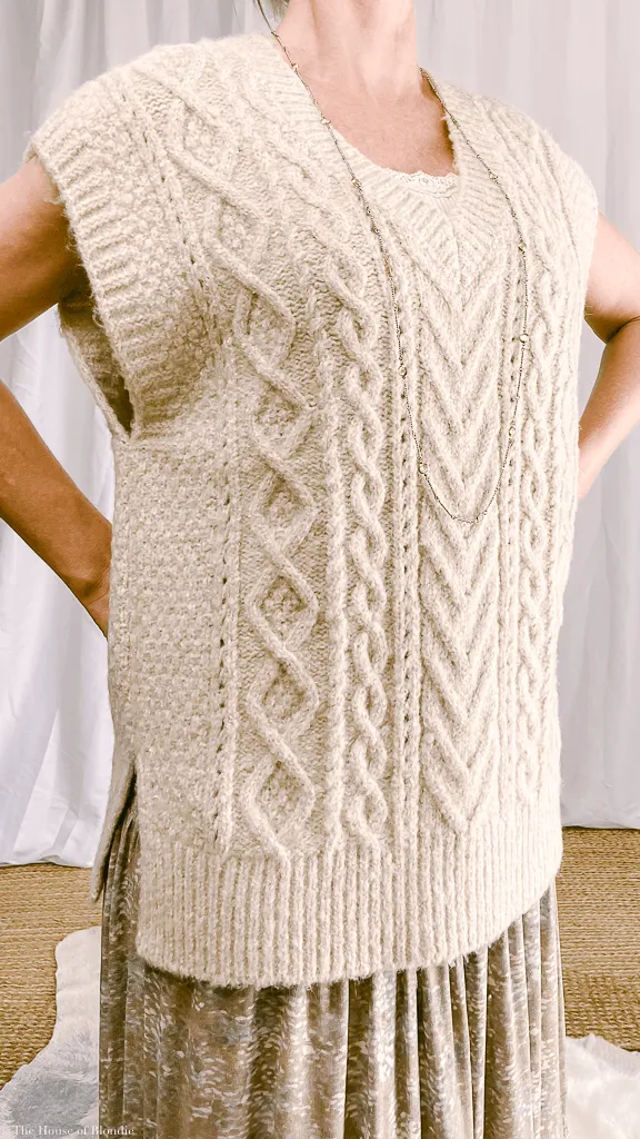 Quinn Cable-Knit Oversized Sweater Vest