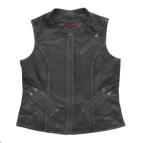 Quinn Women's Club Style Leather Vest - (Limited Edition)