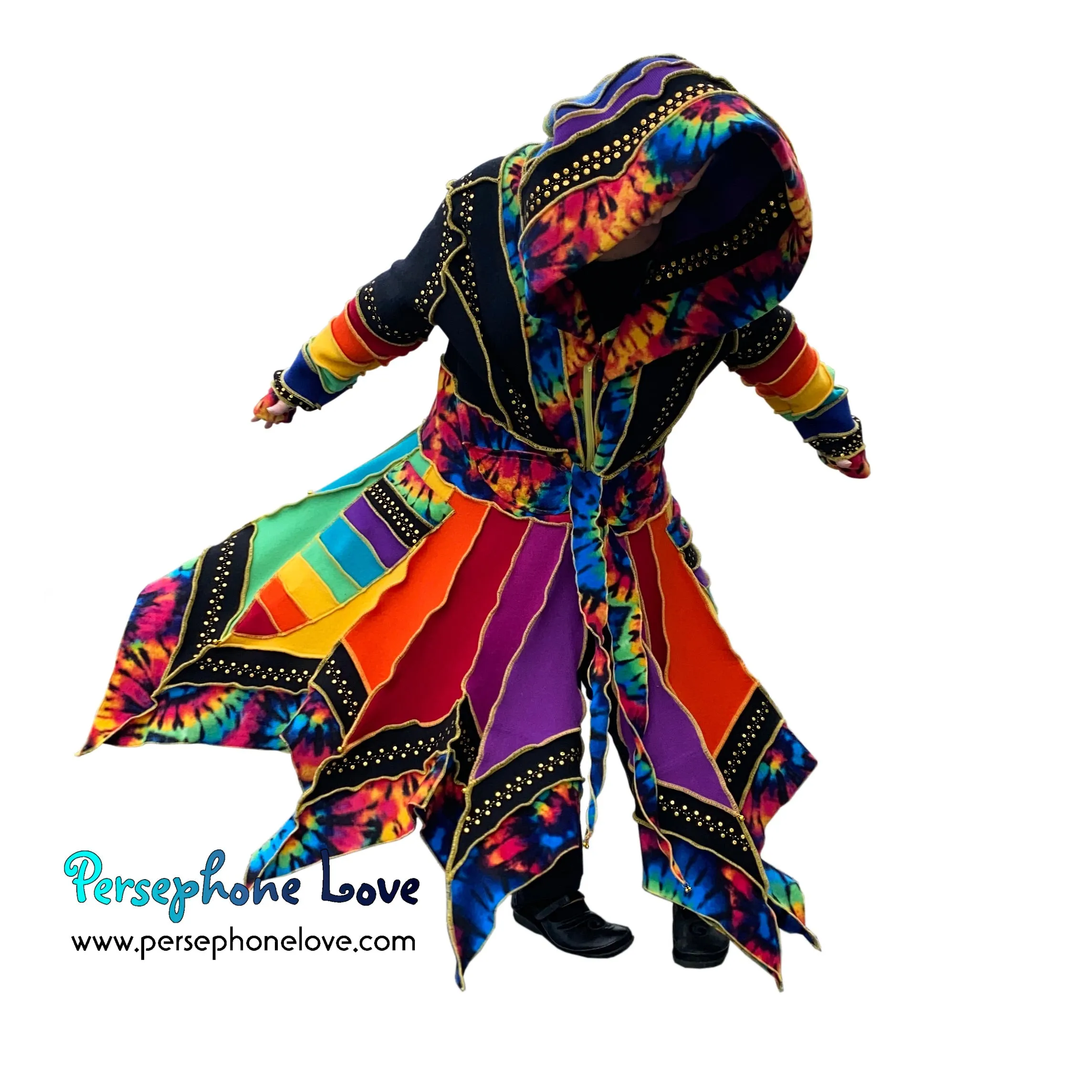 "Elevation" Rainbow pixie felted cashmere/wool/fleece Katwise-inspired sequin sweatercoat-2573