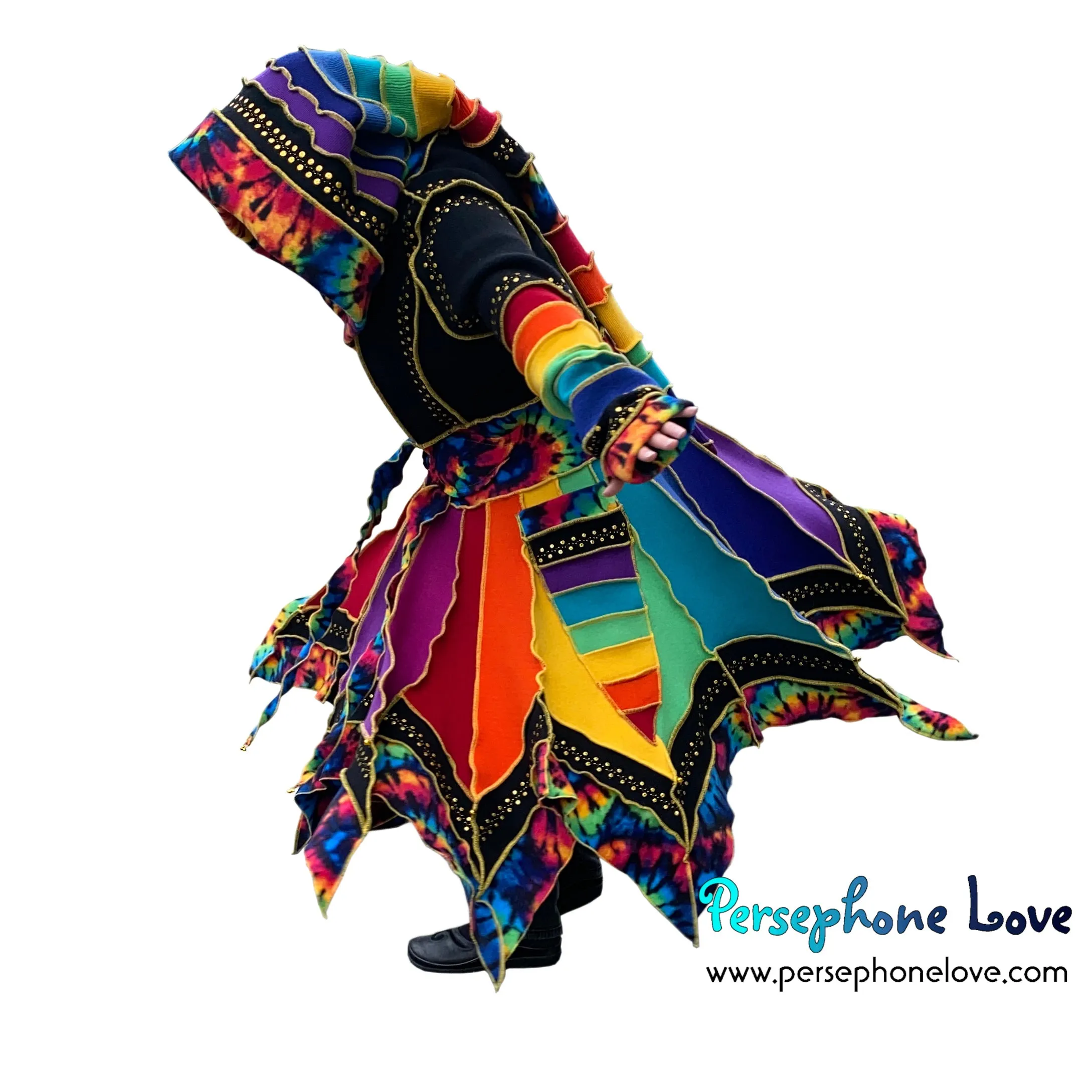 "Elevation" Rainbow pixie felted cashmere/wool/fleece Katwise-inspired sequin sweatercoat-2573