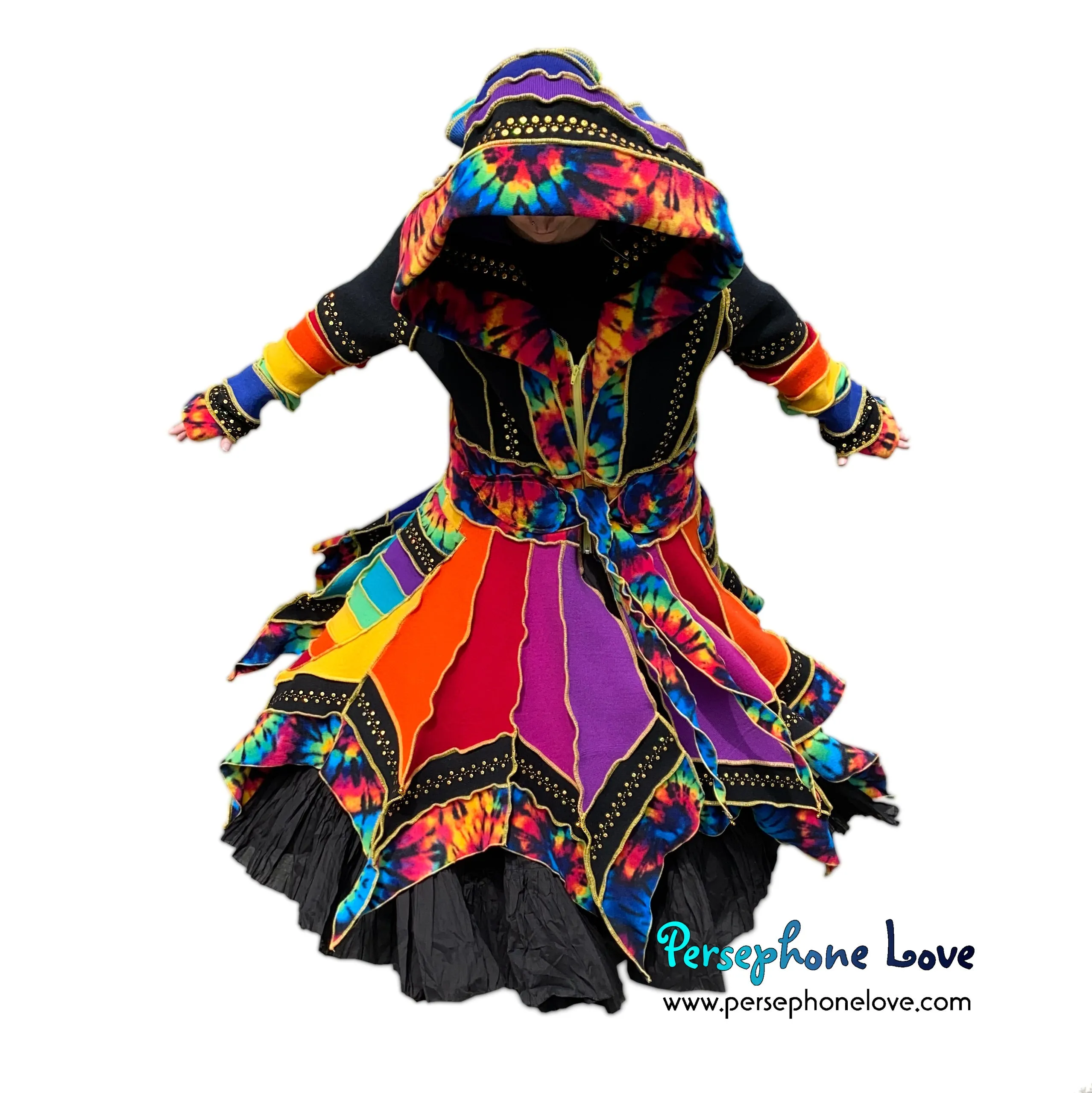 "Elevation" Rainbow pixie felted cashmere/wool/fleece Katwise-inspired sequin sweatercoat-2573