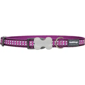 Reflective Bones Purple Dog Collar