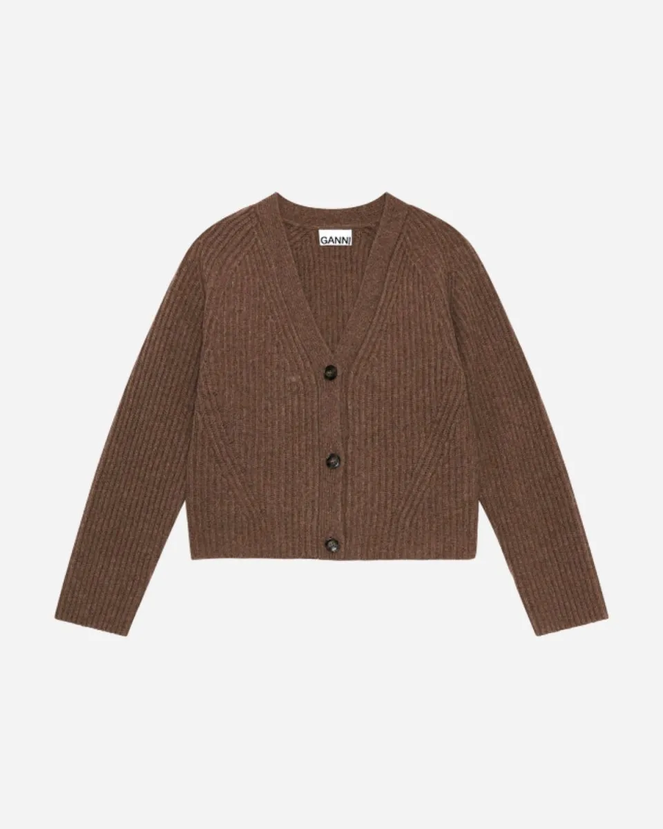 Rib Knit Cardigan - Fossil