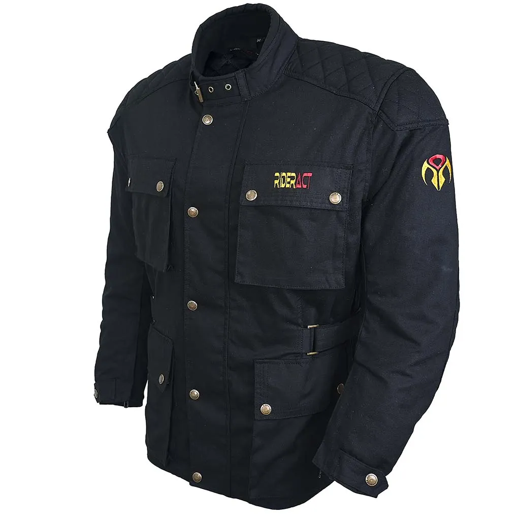 RIDERACT® Waxed Cotton Touring Motorcycle Jacket Zacota