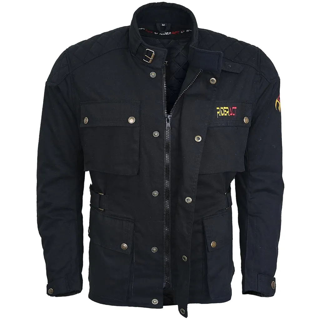 RIDERACT® Waxed Cotton Touring Motorcycle Jacket Zacota