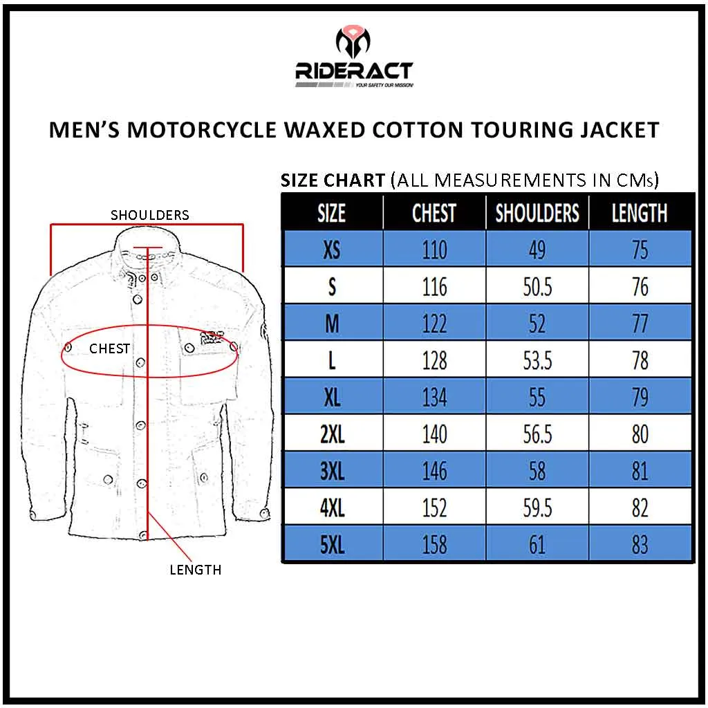 RIDERACT® Waxed Cotton Touring Motorcycle Jacket Zacota