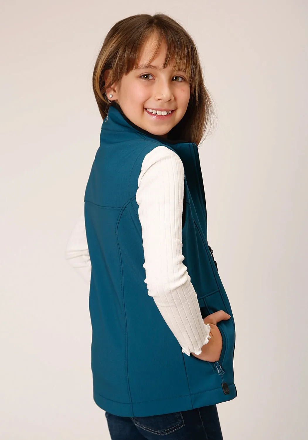 Roper Girls Technical Deep Teal Polyester Softshell Vest