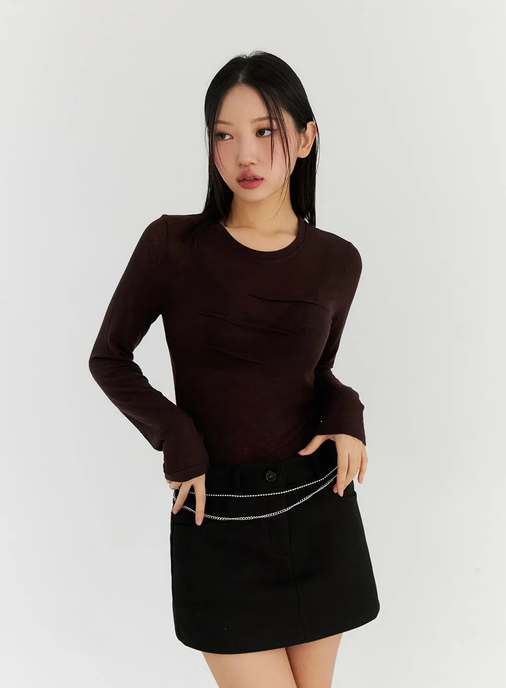 Round Neck Long Sleeve Slim Top CN315