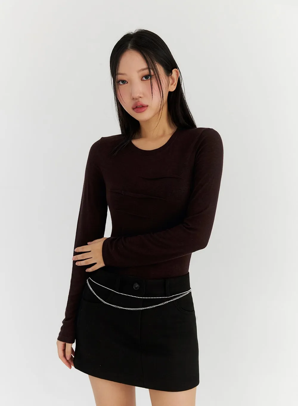 Round Neck Long Sleeve Slim Top CN315