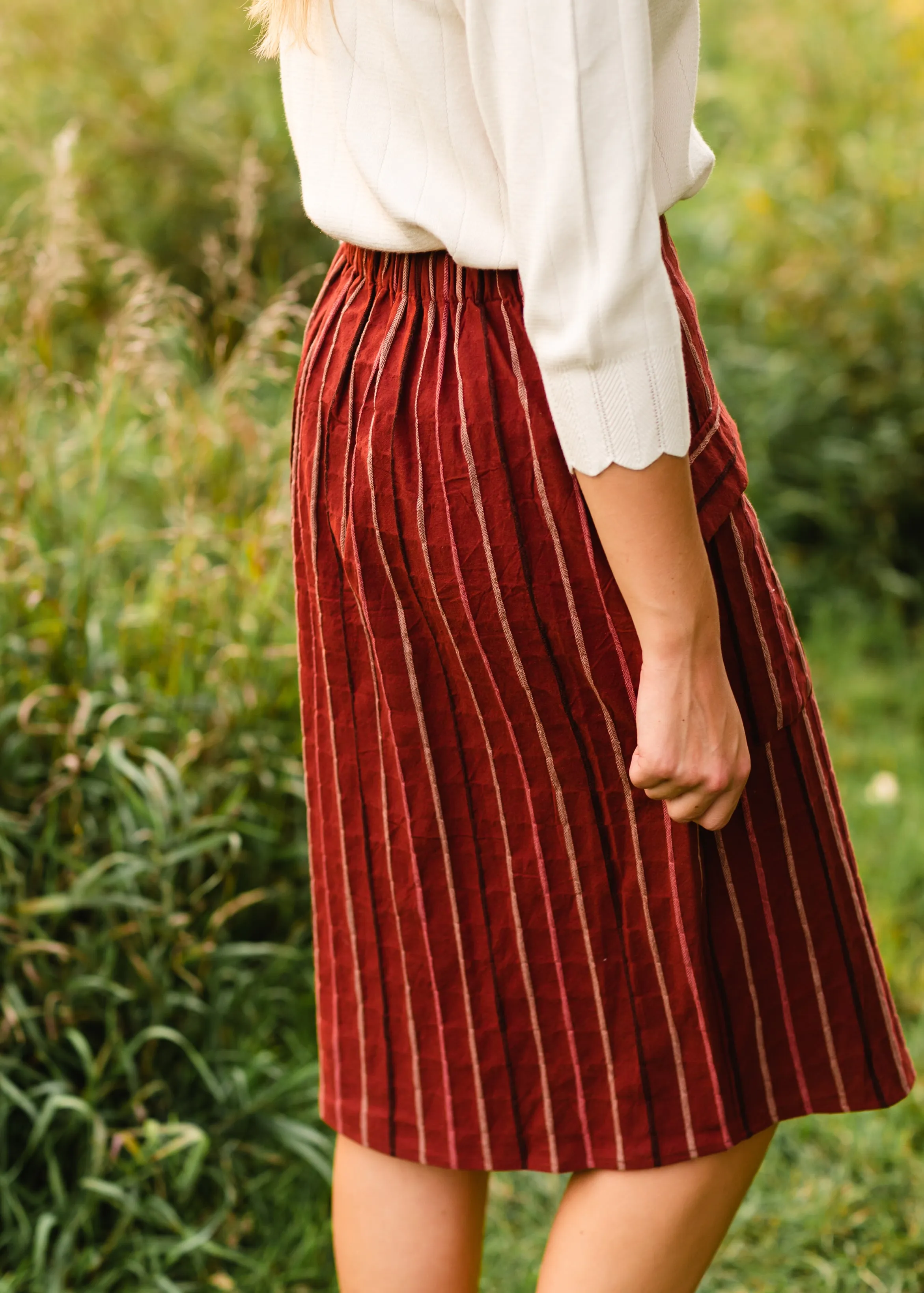 Rust Striped Midi Skirt - FINAL SALE