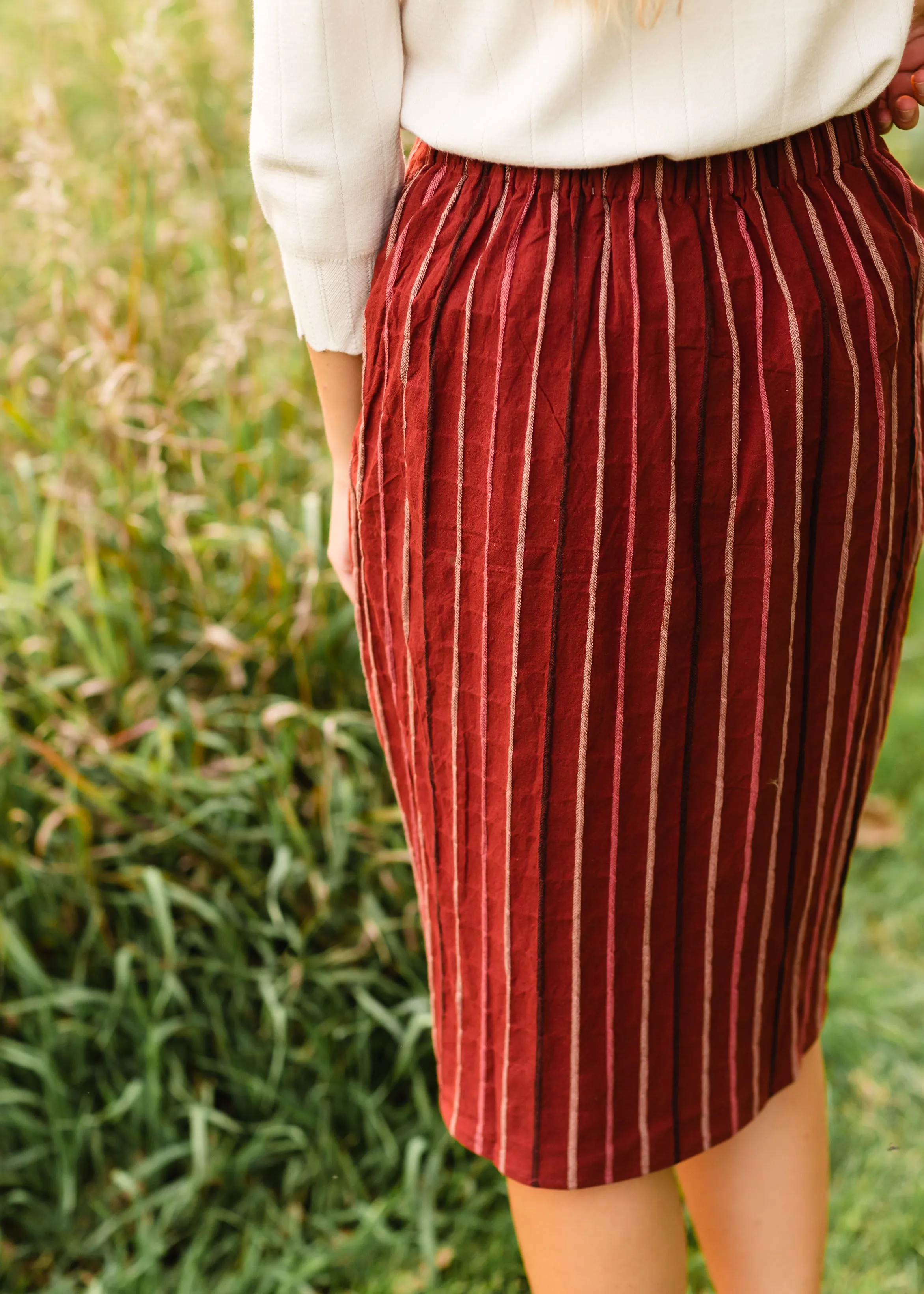 Rust Striped Midi Skirt - FINAL SALE