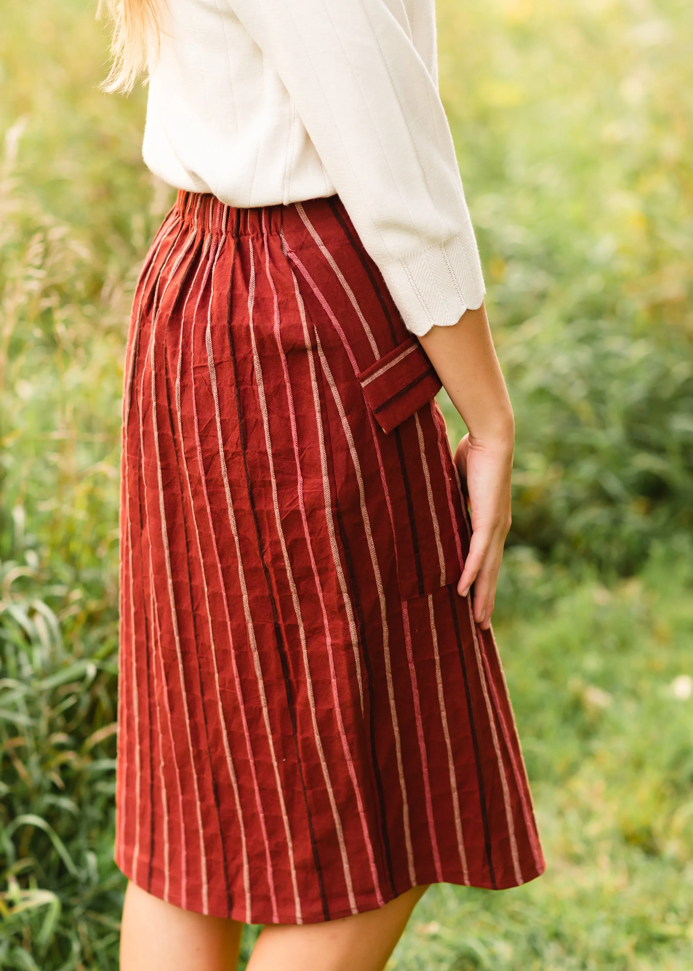 Rust Striped Midi Skirt - FINAL SALE