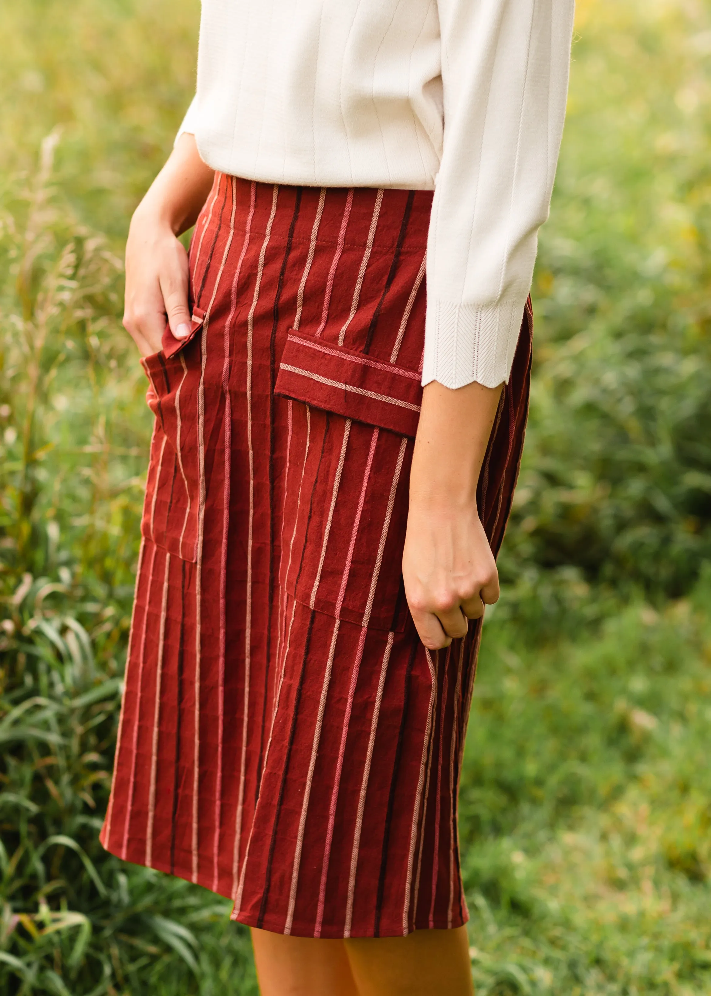 Rust Striped Midi Skirt - FINAL SALE