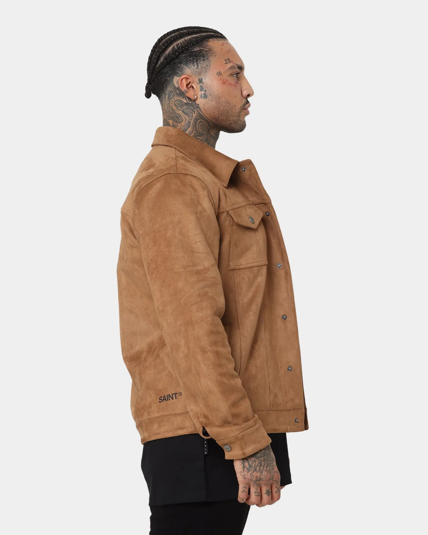 Saint Morta Faux Suede Trucker Jacket Tan