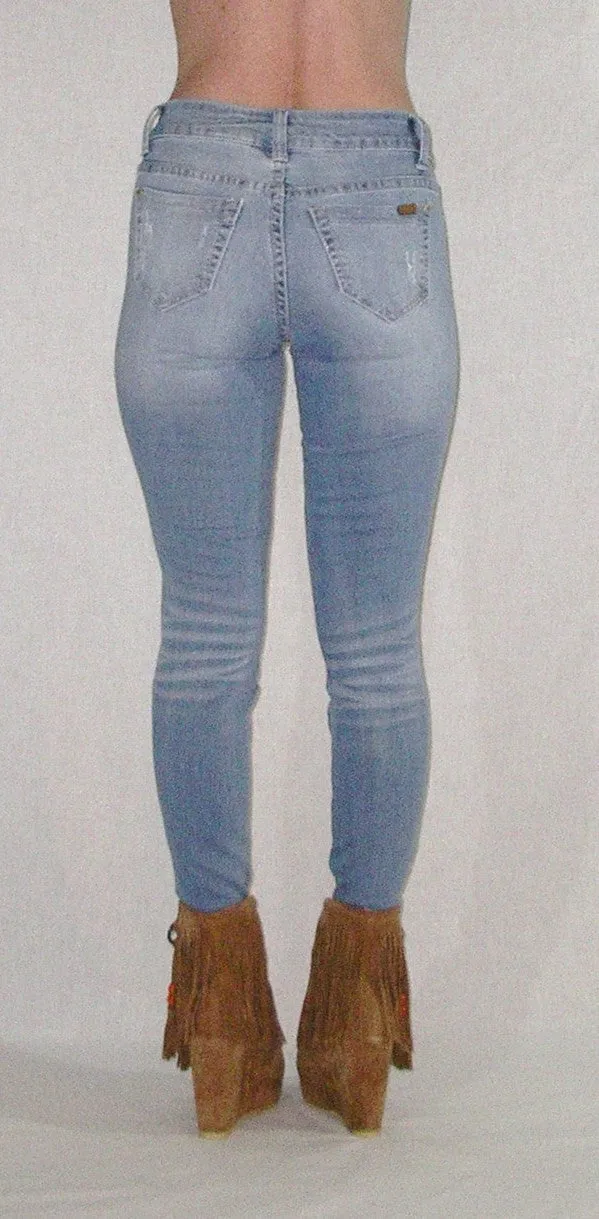 SALE 50% OFF Destroyed Faded Skinny Jeans Stretch Denim Distressed Five Pocket Boho Hippie Gypsy Pants Sizes 1, 3, 5, 7, 9, 11, 13, and 15