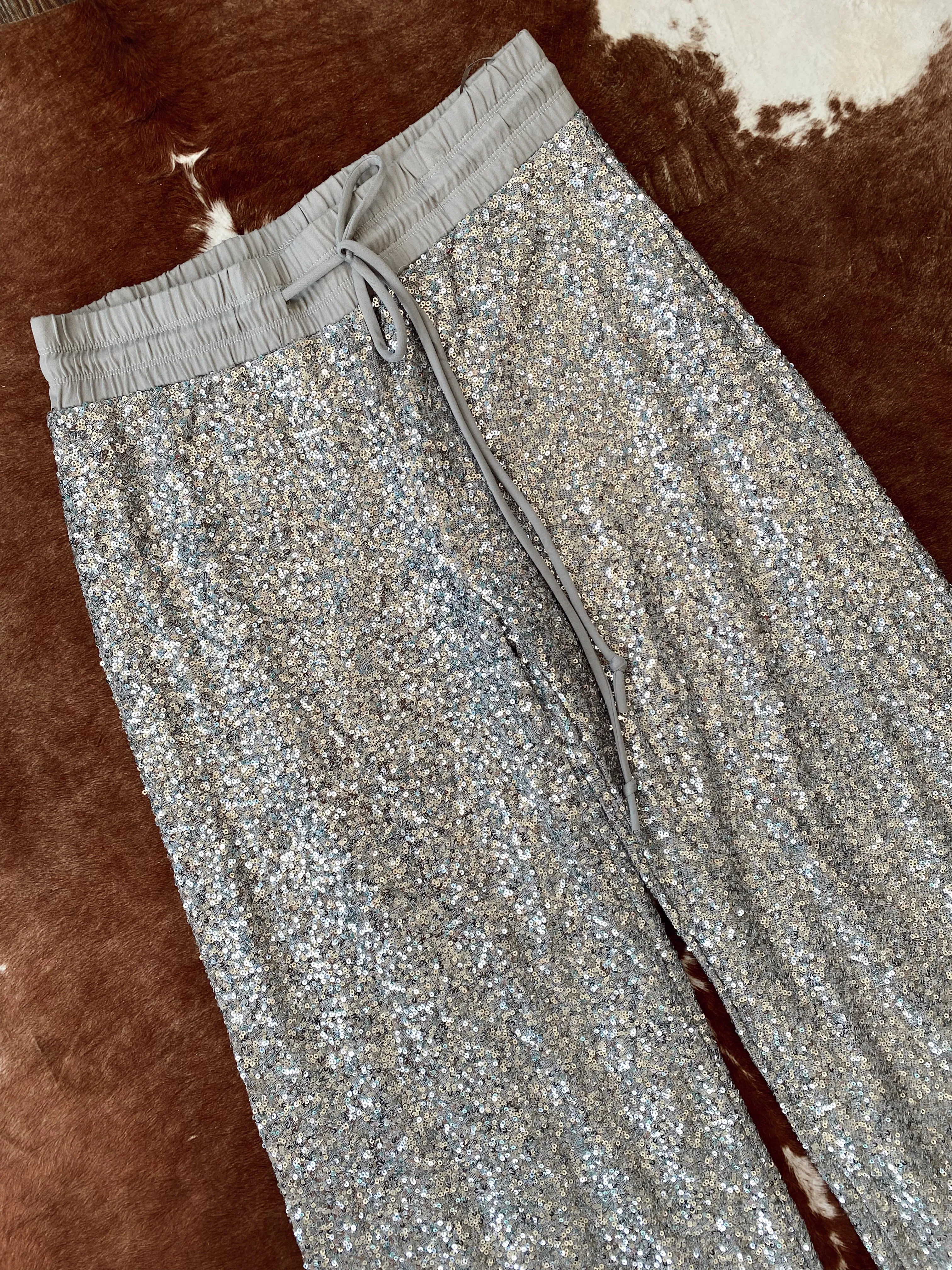 Sequin Drawstring Pants