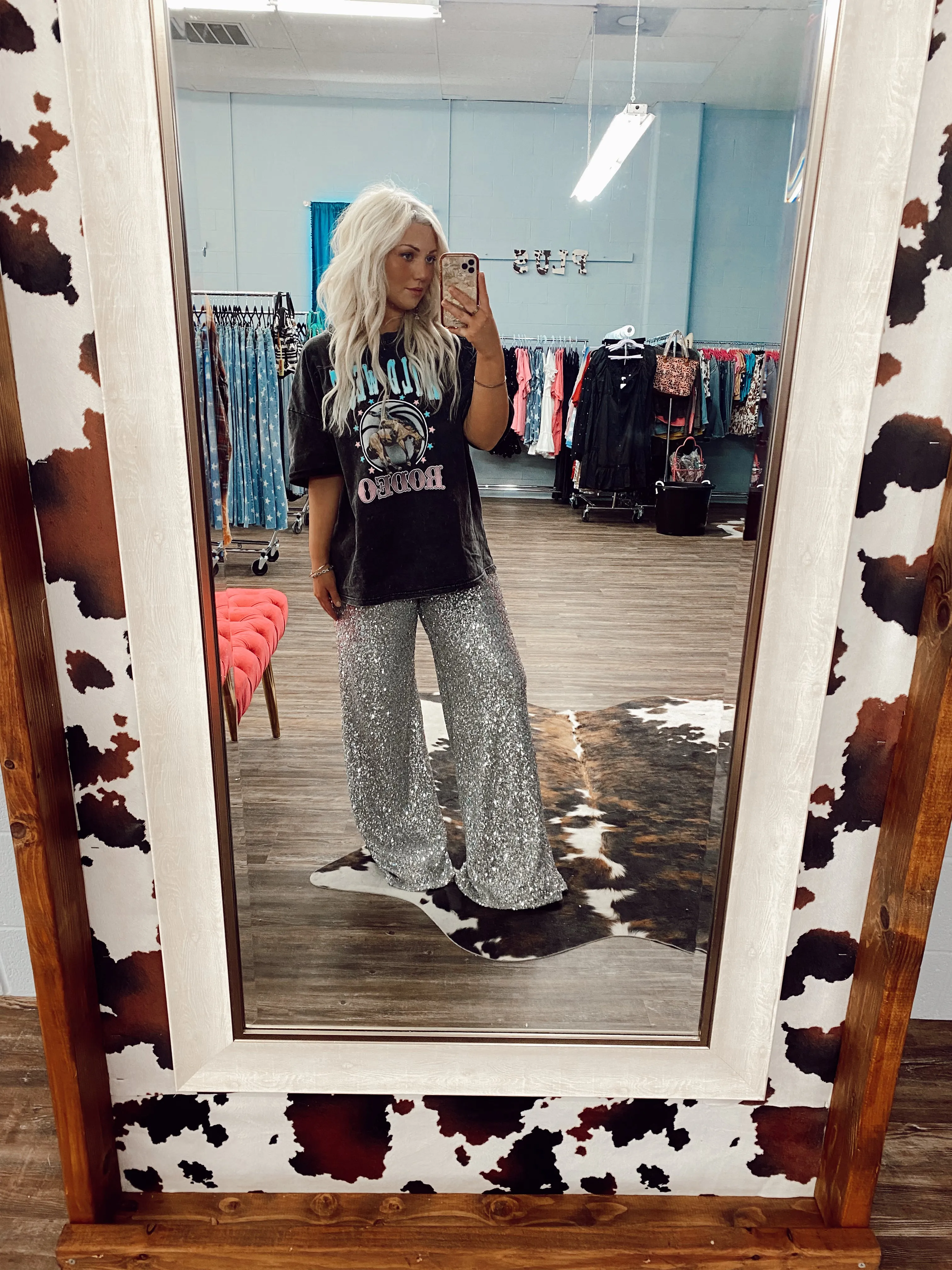 Sequin Drawstring Pants