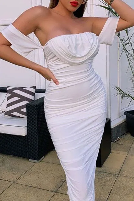 Sexy White Off Shoulder Bodycon Party Cocktail Dress