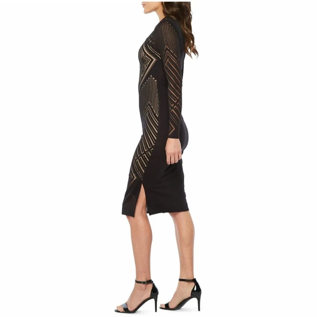 Sheer Aztec Bodycon Formal Dress