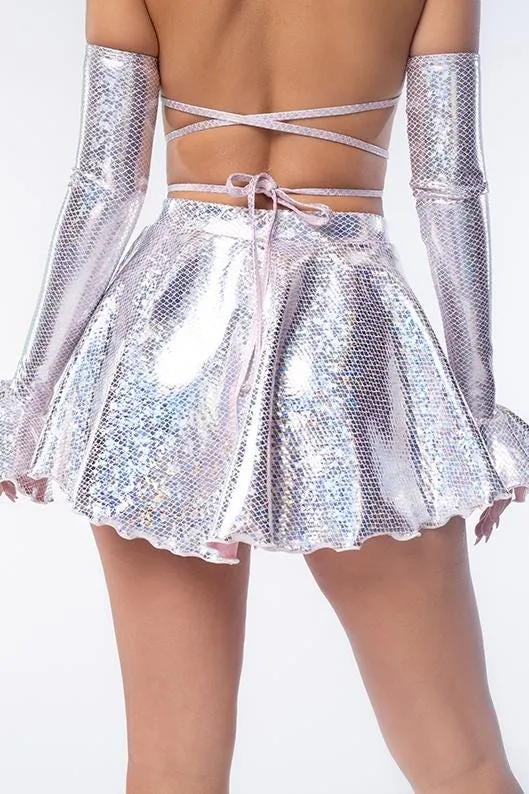 Shimmer Siren Flared Mini Skirt