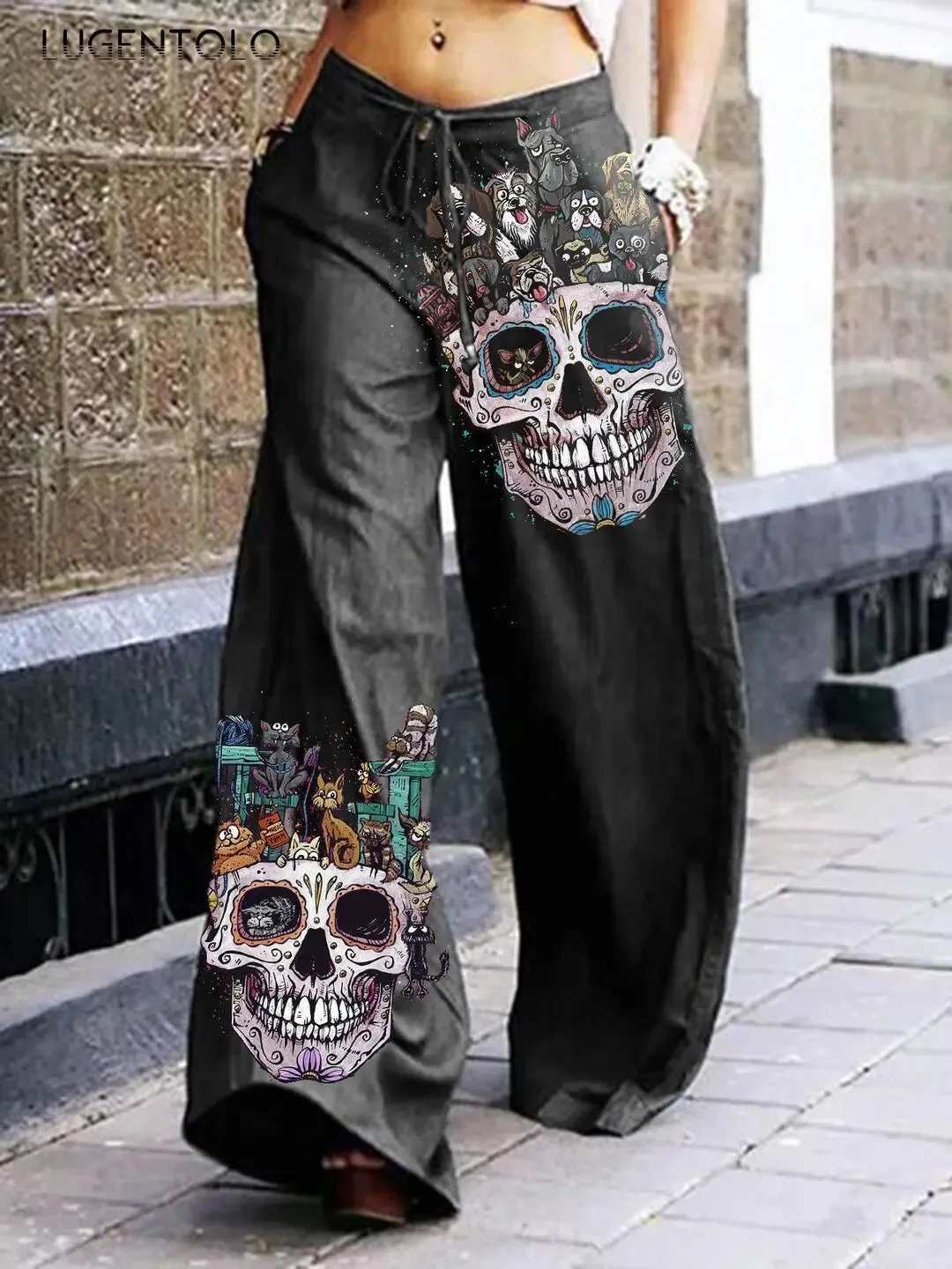 Skull Summer Dark Style Pants Print Rock Cargo Pants