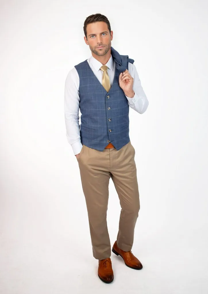 Sky Blue Windowpane Vest