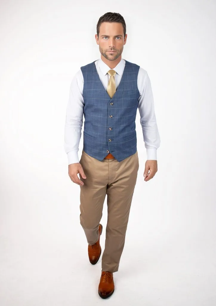 Sky Blue Windowpane Vest