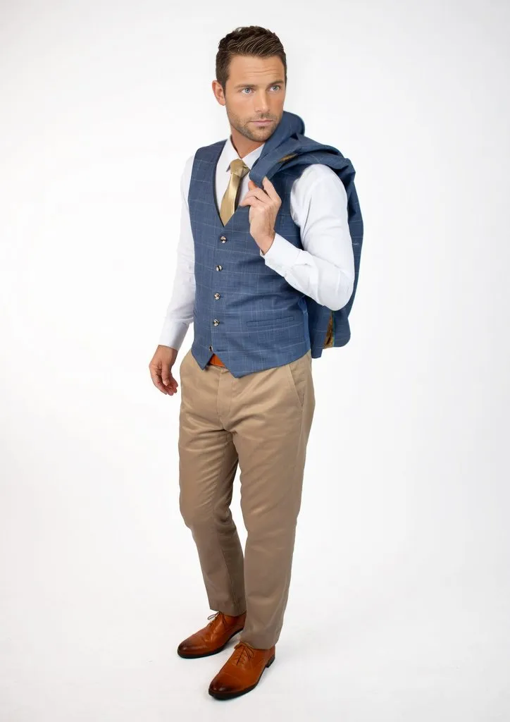 Sky Blue Windowpane Vest