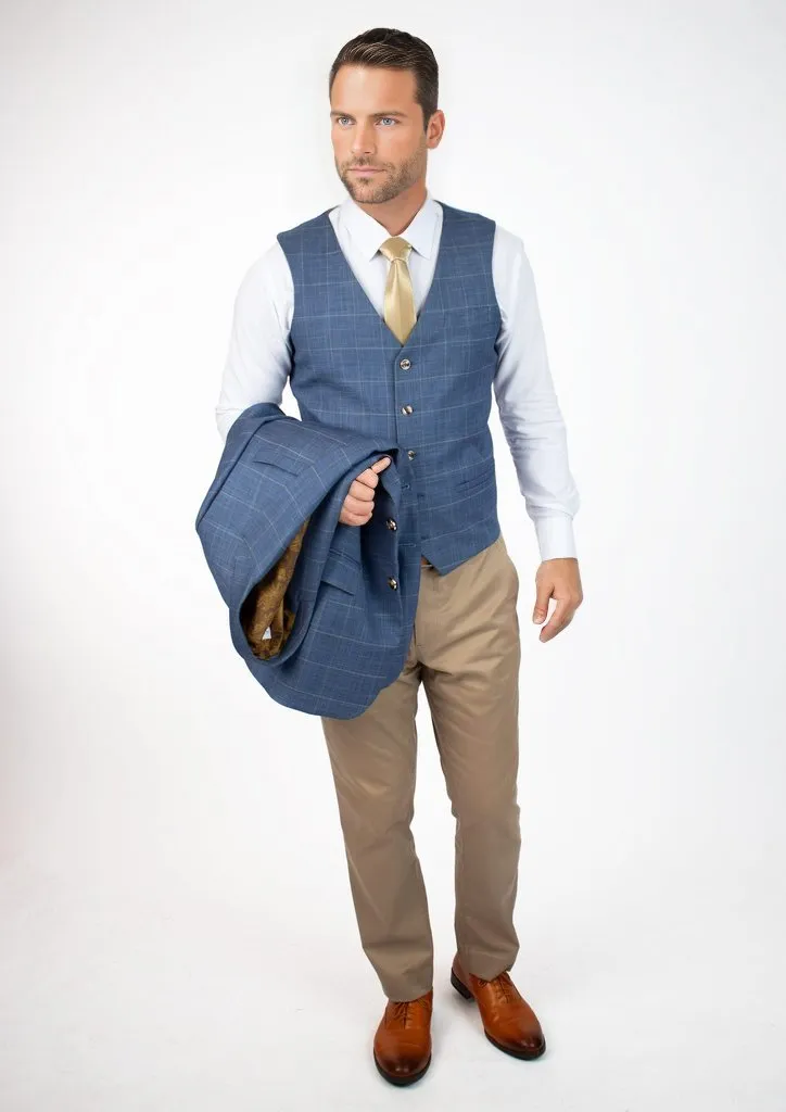 Sky Blue Windowpane Vest