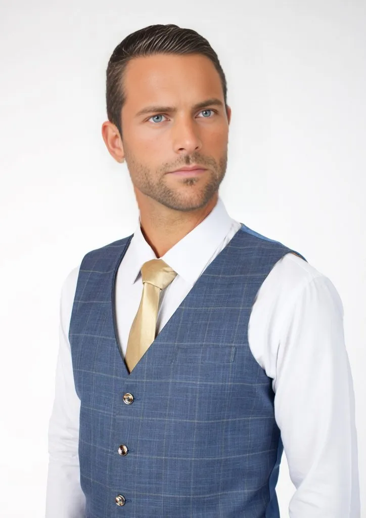 Sky Blue Windowpane Vest