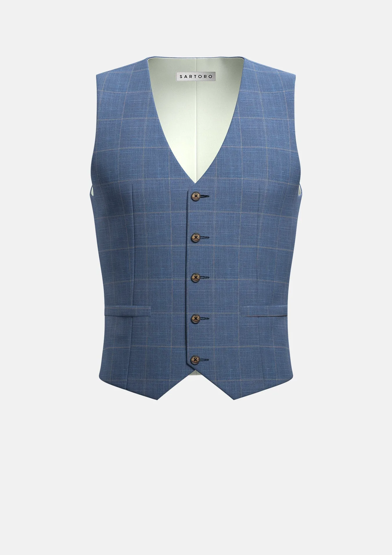 Sky Blue Windowpane Vest