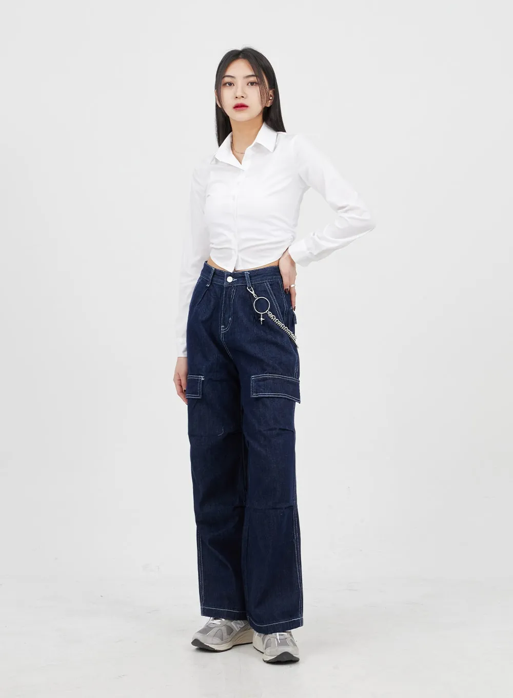 Slim Fit Side Shirring Crop Shirt BM317