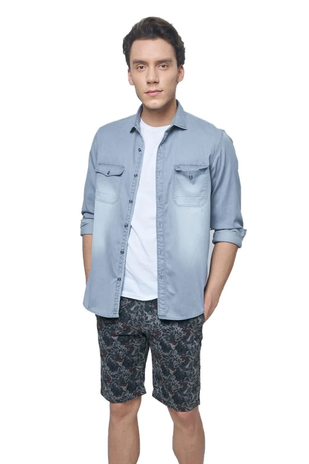 Slim Fit Twill Indigo Shirt