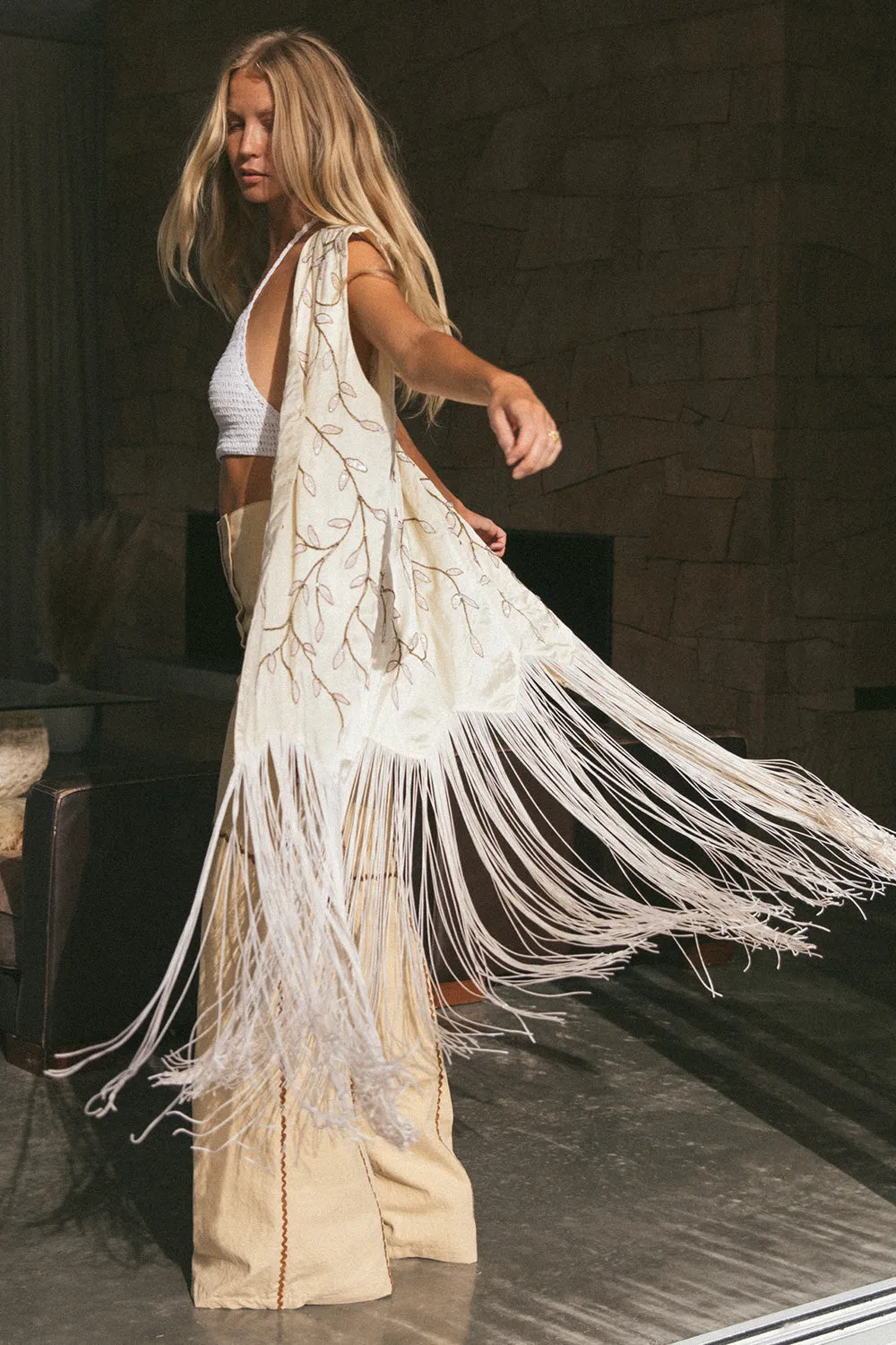 Smoke On The Water Beaded   Fringe Vest