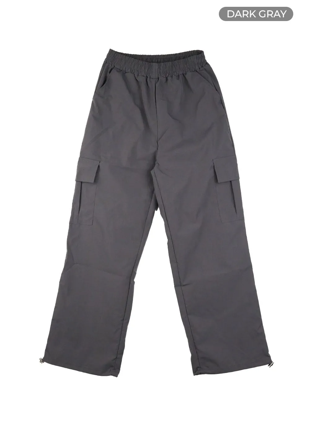 Solid String Waist Cargo Pants CL412