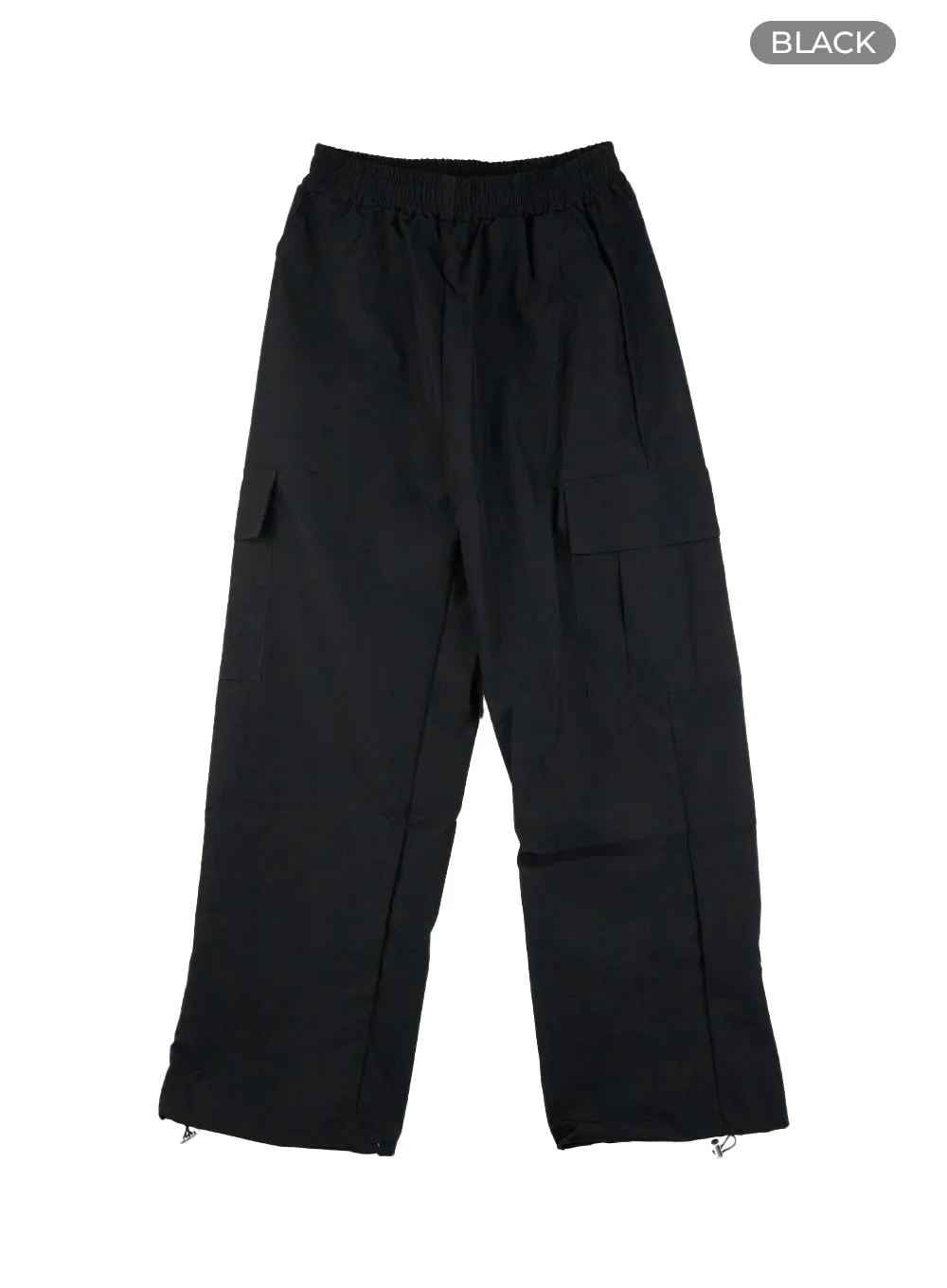 Solid String Waist Cargo Pants CL412