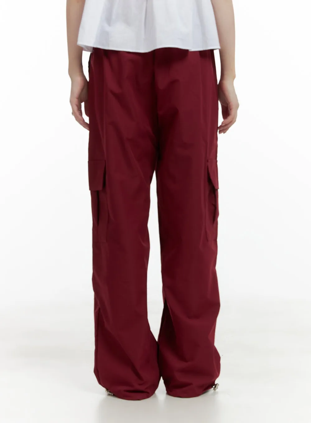 Solid String Waist Cargo Pants CL412