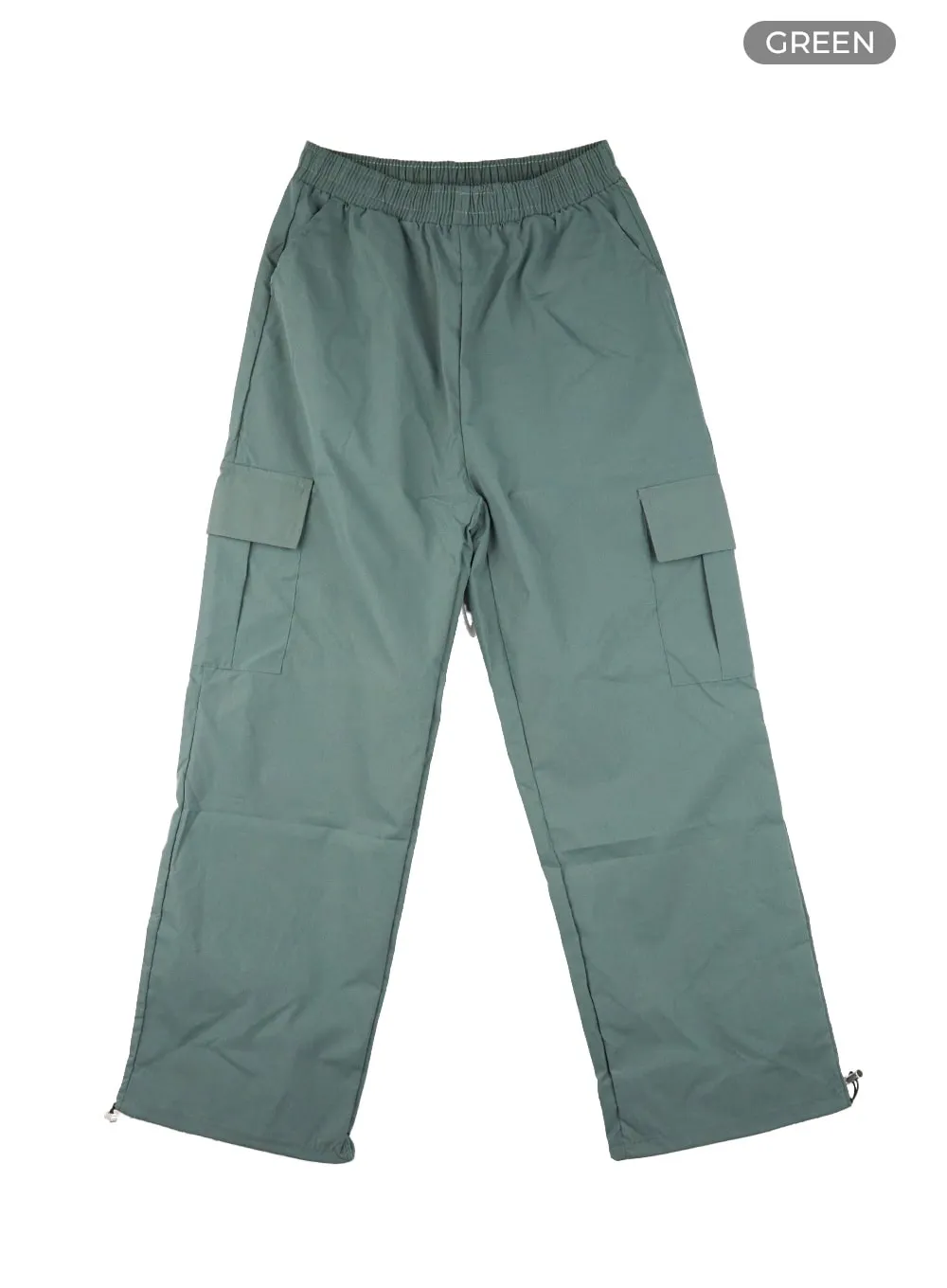 Solid String Waist Cargo Pants CL412