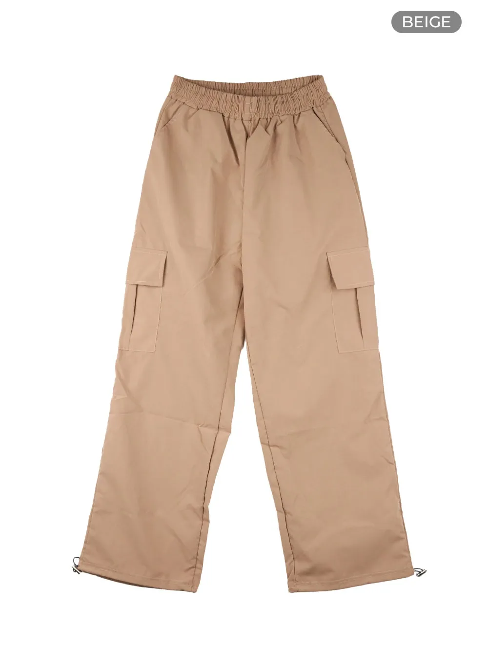 Solid String Waist Cargo Pants CL412