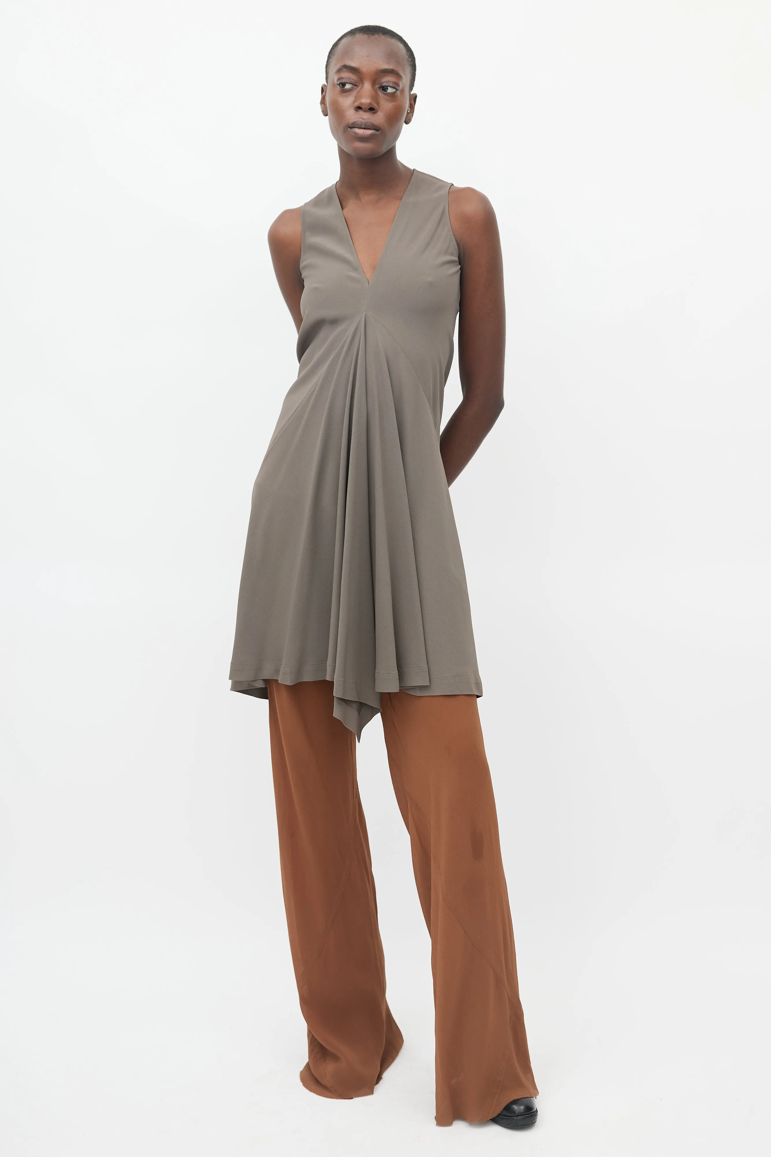 SS 2012 Taupe Asymmetrical Sleeveless Dress