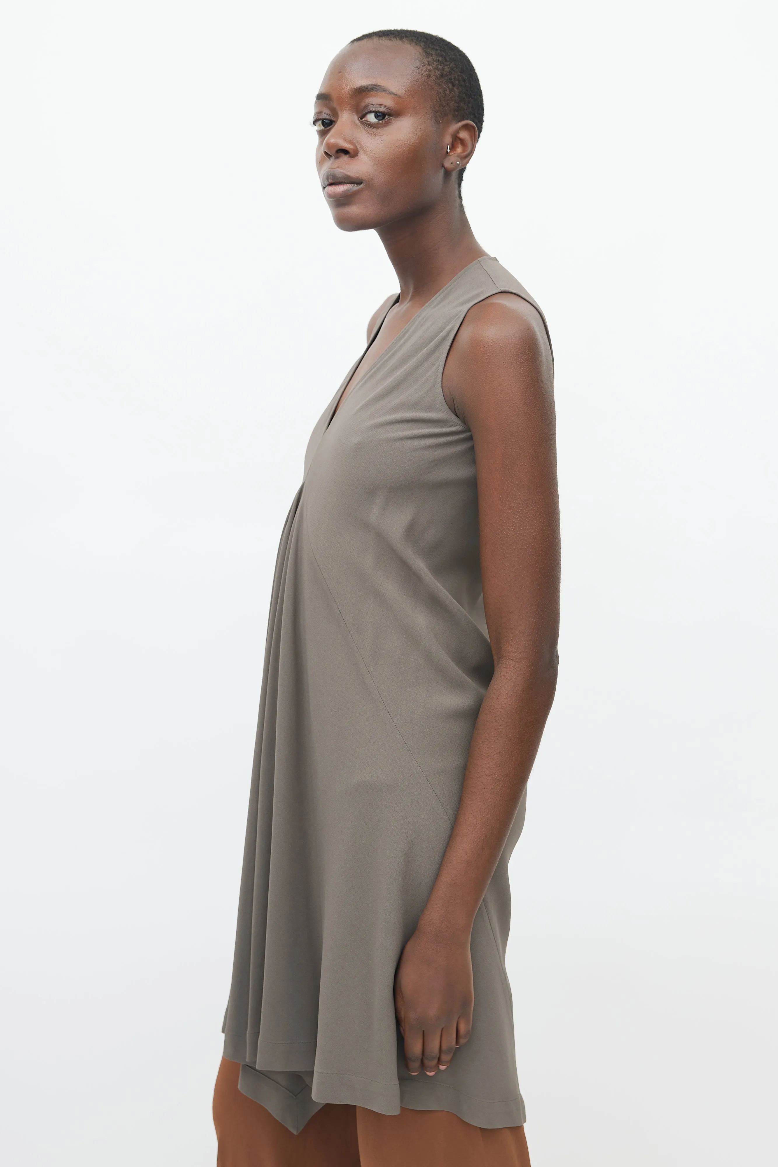 SS 2012 Taupe Asymmetrical Sleeveless Dress