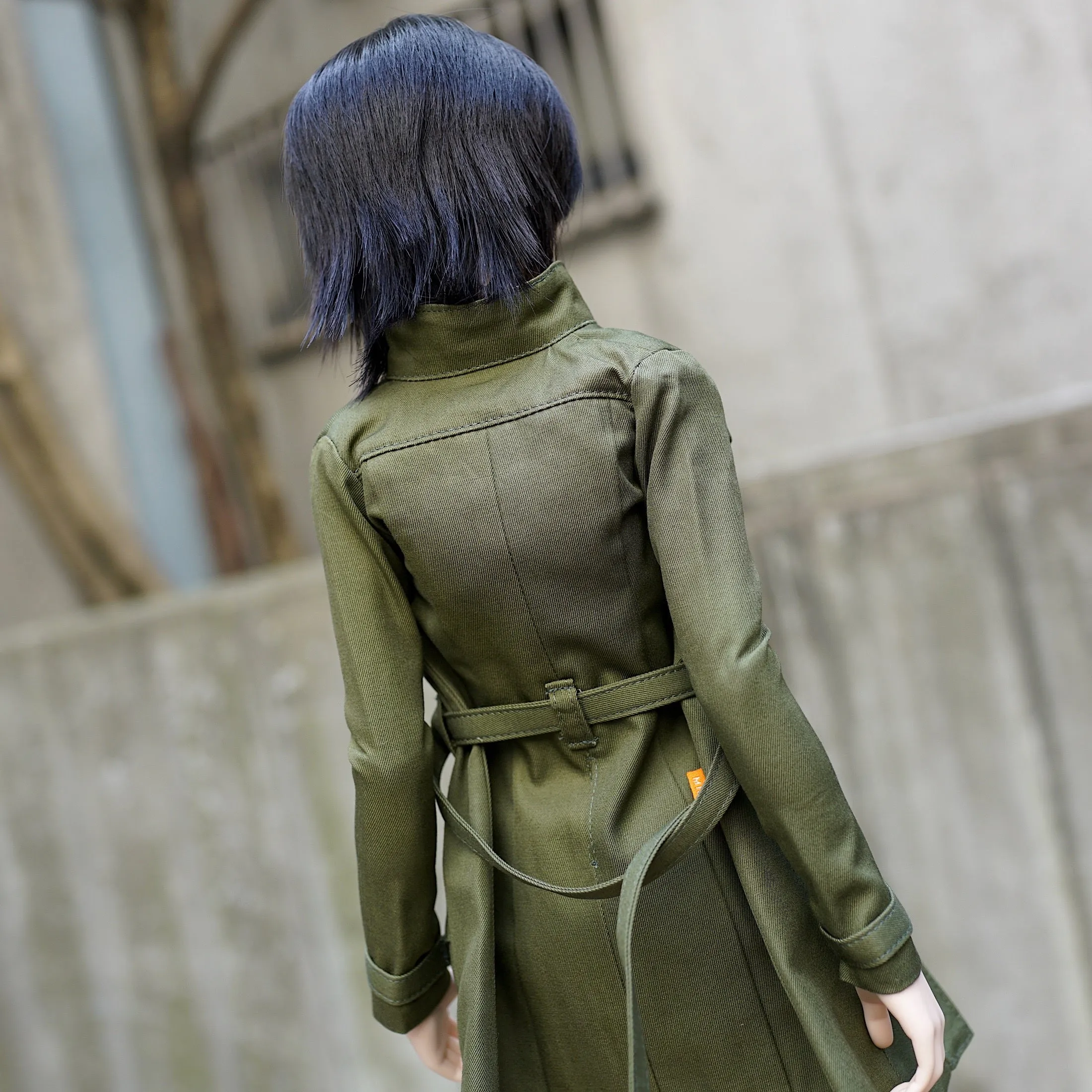 Stand Collar Trench Coat (Khaki Green)