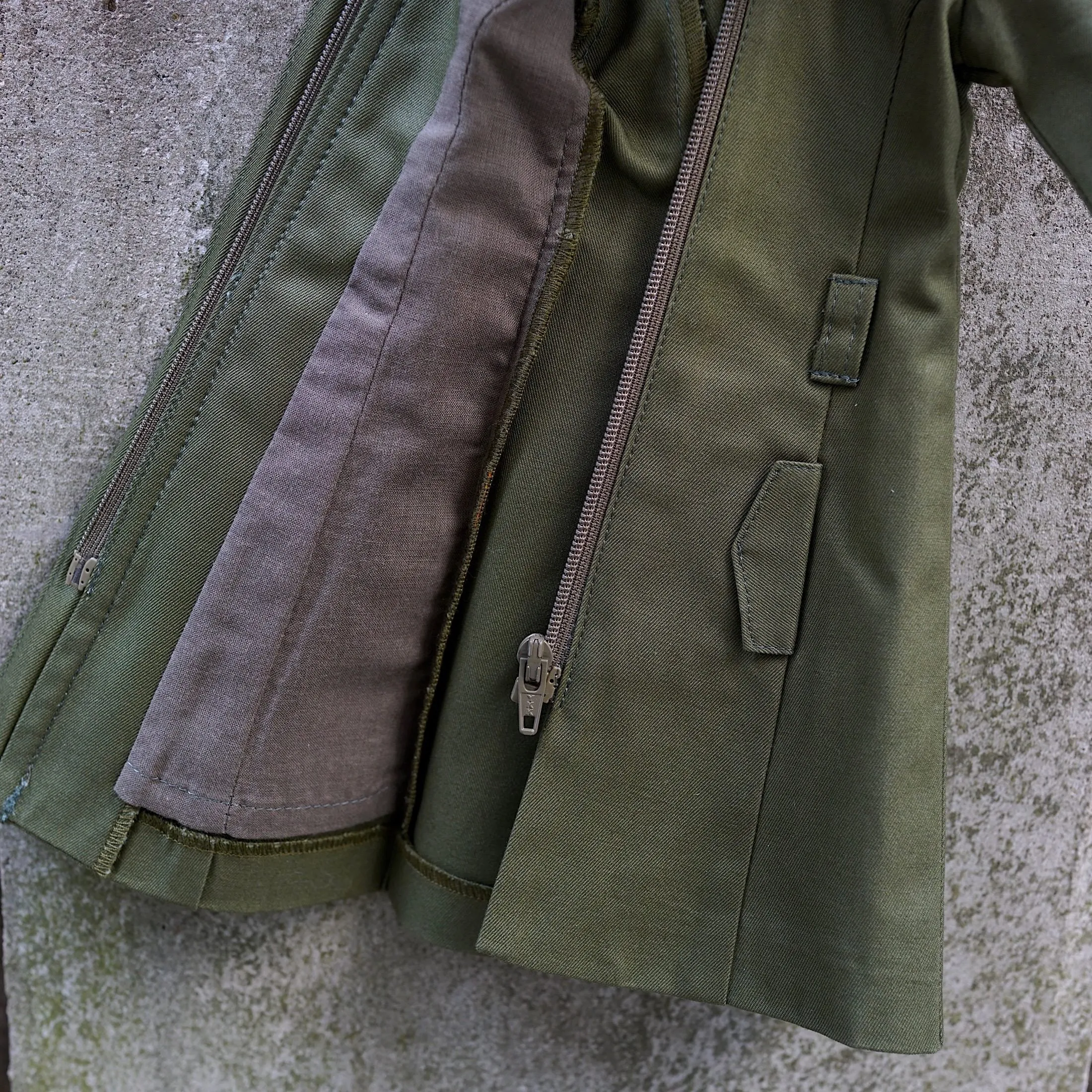 Stand Collar Trench Coat (Khaki Green)