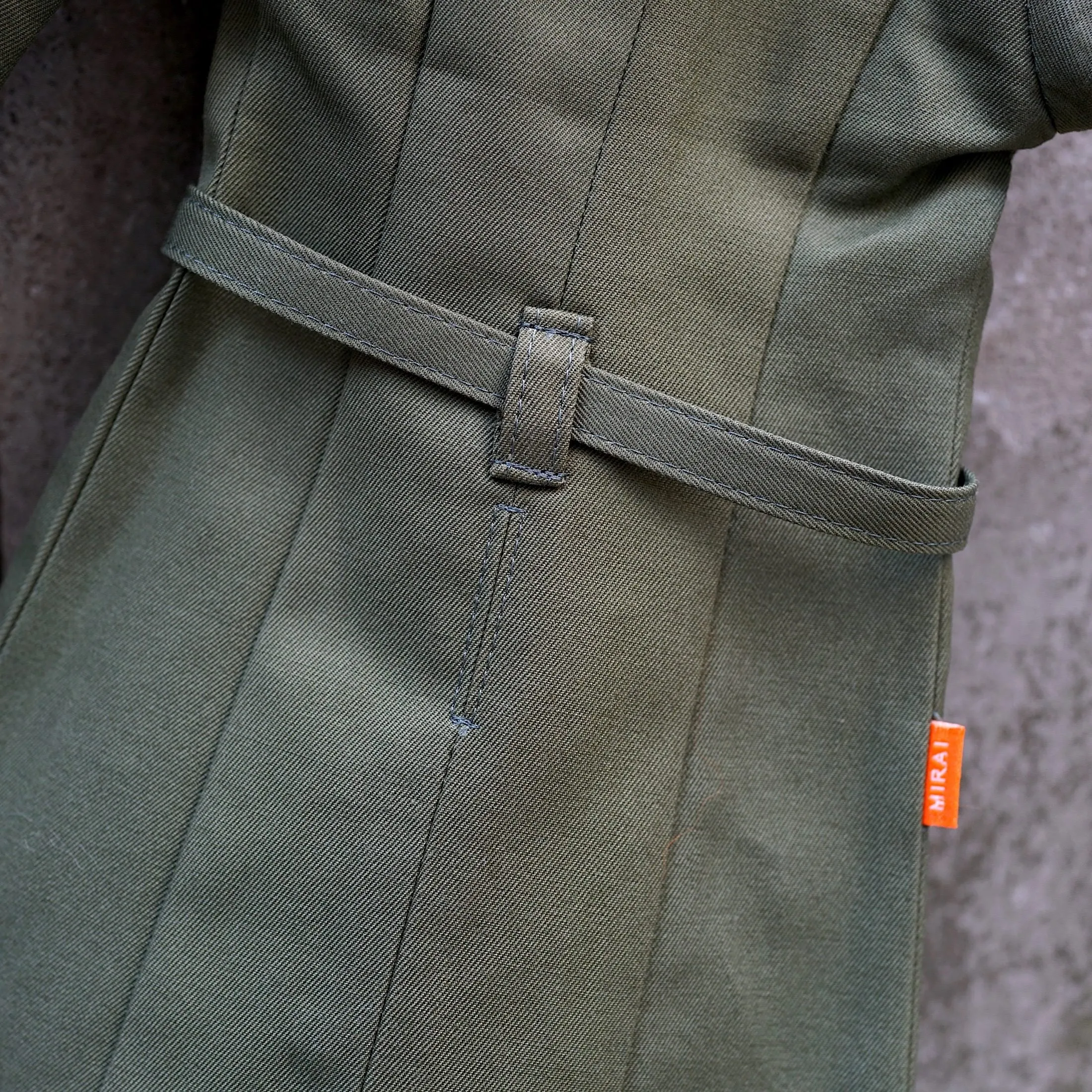 Stand Collar Trench Coat (Khaki Green)