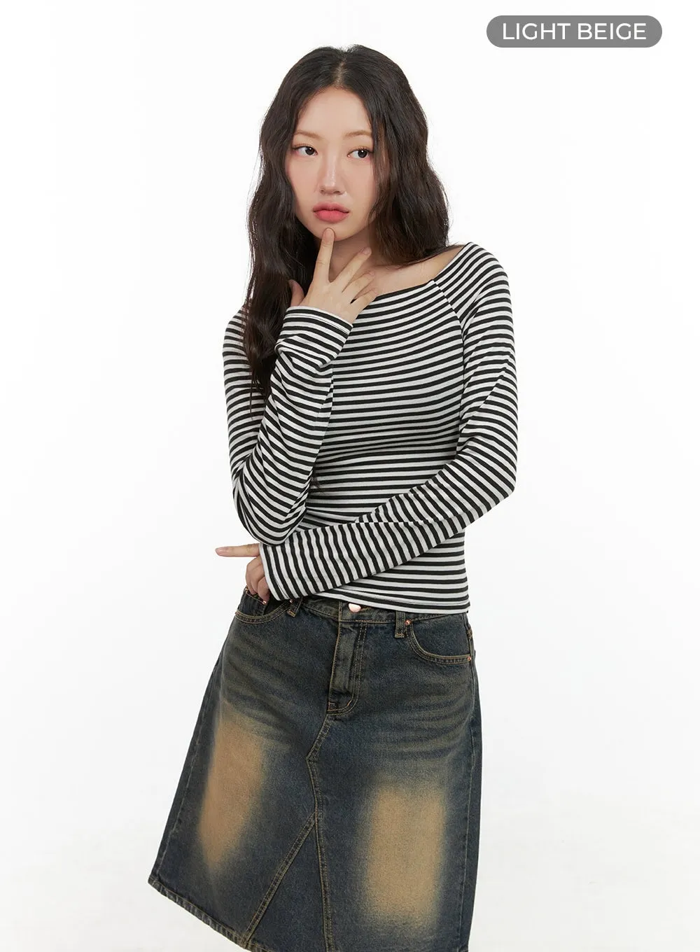 Stripe Square Neck Long Sleeve CG423