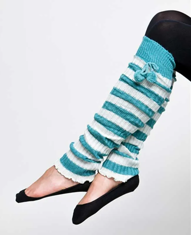 Striped Cable Knit Leg Warmers