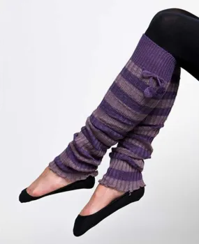 Striped Cable Knit Leg Warmers